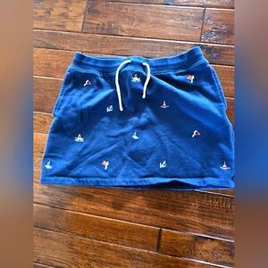 Blue Skirt with Embroidered Boat Accents